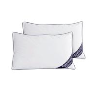 VELVETIO 2 Pair Hotel Quality Pillows Back and Side Sleeper, 100% Egyptian Cotton Head Supporter Bed Pillows, Anti Allergy Hollowfibre Filling Pillow 48 x 74cm, Navy