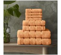 VELVETIO 8 Piece Boston Towel Bale Set, Family Bundle Water Absorbent Egyptian Cotton Bathroom Towels, Quickly Dry 4 x Face, 2 x Hand, 2 x Bath Towels Sets, Peach, 400 GSM