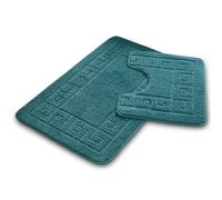 (Dark Teal) Greek Kay Bath Mat Set Non Slip Water Absorbent