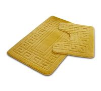 (Ochre) Greek Kay Bath Mat Set Non Slip Water Absorbent