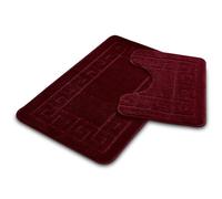 (Burgundy) Greek Kay Bath Mat Set Non Slip Water Absorbent