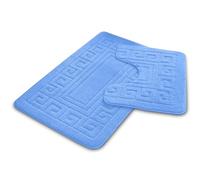 (Blue) Greek Kay Bath Mat Set Non Slip Water Absorbent