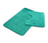(Teal) Greek Kay Bath Mat Set Non Slip Water Absorbent