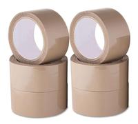 VELVETIO Brown Packing Tape 6 Rolls Per Pack, Low Noise Heavy Duty Packaging Tapes, Provides a Strong, Secure and Sticky Seal for your Boxes & Parcels, 48mm x 66m