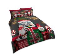 VELVETIO Christmas Duvet Cover Set with Pillowcase, Festive Xmas Player Gnomes Bedding Bedset Single, Lightweight Breathable Microfiber Comforter Quilt, Multi