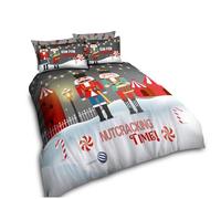 VELVETIO Christmas Duvet Cover Set with Pillowcase, Ultra Soft Polycotton Nutcracker Bedding Bedset Single, Printed Reversible Xmas Comforter Coverlet, Multi