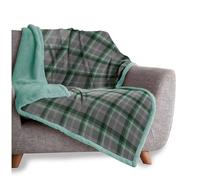 VELVETIO Cuddly Teddy Bear Fleece Throw 200 x 240cm, Super Soft Large Checkered Blanket for Sofa Bed, Snuggle Thermal Warm Lightweight Travel Throws, Green/Grey