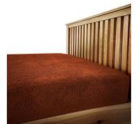VELVETIO Easy Care Teddy Bear Deep Fitted Sheet, Super Soft Thermal Warm Fleece Bedsheet, Hypoallergenic Cuddle & Fluffy Bed Linen, Double Size Bedset, Burnt Orange