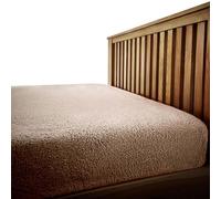 VELVETIO Easy Care Teddy Bear Deep Fitted Sheet, Super Soft Thermal Warm Fleece Bedsheet, Hypoallergenic Cuddle & Fluffy Bed Linen, Double Size Bedset, Mink