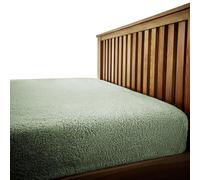 VELVETIO Easy Care Teddy Bear Deep Fitted Sheet, Super Soft Thermal Warm Fleece Bedsheet, Hypoallergenic Cuddle & Fluffy Bed Linen, King Size Bedset, Sage Green