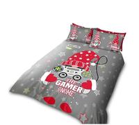 VELVETIO Gonkmas Gamer Duvet Cover Set with Pillowcases, Printed Christmas Bedding Bedset Double, Reversible Xmas Gaming Controller Comforter Quilt, Multi
