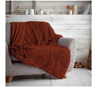 VELVETIO Luxury Hug & Snug Fleece Throw, Extra Large Thermal Warm Fluffy Fur Blankets, Super Soft Snuggle & Cuddle Sofa Bed Throws, Double Size 150 x 200 cm, Rust