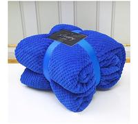 VELVETIO Luxury Waffle Fleece Popcorn Throw, Extra Large Thermal Warm Honeycomb Blanket, Soft & Cosy 100% Polyester Snuggle Sofa Bed Throws, 150 x 200cm, Electric Blue