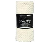 VELVETIO Luxury Waffle Fleece Popcorn Throw, Extra Large Thermal Warm Honeycomb Blanket, Soft & Cosy 100% Polyester Snuggle Sofa Bed Throws, 130 x 150cm, Cream