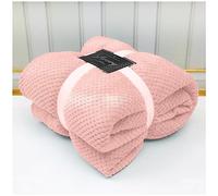 VELVETIO Luxury Waffle Fleece Popcorn Throw, Extra Large Thermal Warm Honeycomb Blanket, Soft & Cosy 100% Polyester Snuggle Sofa Bed Throws, 150 x 200cm, Blush Pink