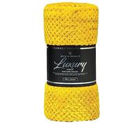 VELVETIO Luxury Waffle Fleece Popcorn Throw, Extra Large Thermal Warm Honeycomb Blanket, Soft & Cosy 100% Polyester Snuggle Sofa Bed Throws, 130 x 150cm, Ochre