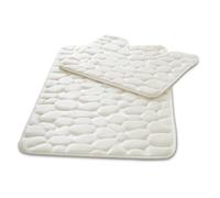 VELVETIO Pebbles Stone Bath Mat & Pedestal Set for Bathroom, Water Absorbent Non Slip 2 Piece Toilet Mats, Extra Soft Shower & Bathtub Rug, (50x80, 50x40 cm), Cream