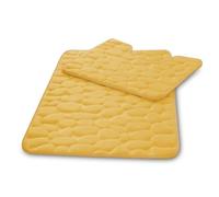VELVETIO Pebbles Stone Bath Mat & Pedestal Set for Bathroom, Water Absorbent Non Slip 2 Piece Toilet Mats, Extra Soft Shower & Bathtub Rug, (50x80, 50x40 cm), Ochre