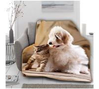 VELVETIO Premium 3D Cat & Dog Throw, Super Soft Warm Fleece Animal Print Blankets, Extra Large Cuddly & Snuggle Blanket For Sofa Couch, 150 x 200cm