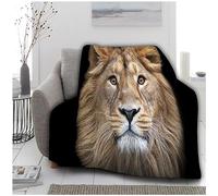 VELVETIO Premium 3D Lion Print Throw, Ultra Soft Warm Fleece Wildlife Animal Blankets, Extra Large Cuddly & Fluffy Blanket For Sofa Bed, 150 x 200cm