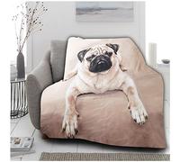 VELVETIO Premium 3D Pug Dog Throw, Ultra Soft Animal Print Warm Fleece Blankets, Extra Large Cuddly & Fluffy Blanket For Sofa Couch, 200 x 240cm