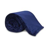 VELVETIO Premium Flannel Fleece Throw 150 x 200cm, Super Soft Lightweight Thermal Warm Sofa Bed Blanket, Cuddly & Fluffy Large Plain Throws for Armchair, Navy