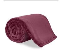 VELVETIO Premium Flannel Fleece Throw 150 x 200cm, Super Soft Lightweight Thermal Warm Sofa Bed Blanket, Cuddly & Fluffy Large Plain Throws for Armchair, Burgundy