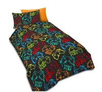 VELVETIO Premium Kids Duvet Cover Set with Pillowcase, Microfiber Boys Gamer Bedding Bedset Single Size, Soft Breathable Controller Comforter Quilt, Multi