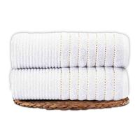 VELVETIO Quick Dry Paris Ribbed Sheet for Bathroom, 2 Piece Soft 100% Cotton Bath Sheet 90 x 140cm, Highly Absorbent Hotel Quality Sheets 600 GSM, White