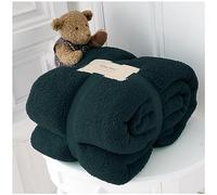 VELVETIO Teddy Bear Fleece Throw, Thermal Warm Large Fluffy Sofa Bed Blanket, Soft Cuddle & Snuggle Lightweight Easy Care Throws For Travel, 130 x 180cm, Green