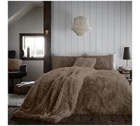 VELVETIO Teddy Bear Hug and Snug Duvet Set & Pillowcase, Fluffy Fur Fleece Bedding Quilt Cover, Super Soft Cuddle Sherpa warm Comforter Bedset, 2Pc Single Size Duvets, Mink
