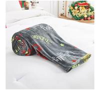 VELVETIO Xmas Flannel Fleece Throw 170 x 230cm, Sherpa Warm & Cosy Christmas Text Pattern Sofa Bed Blanket, Lightweight Tree Wishes Throws for Couch, Multi