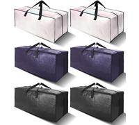 VELVETSURE 6 Pack Heavy Duty Large Moving Bags W/Backpack Straps - Strong Handles & Zippers, Storage Totes, Fold Flat, Alternative to Moving Box and Storage Bin, Semi-Transparent+Blue+Black