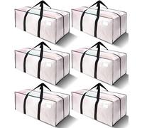 VELVETSURE 6 Pack Heavy Duty Large Moving Bags W/Backpack Straps - Strong Handles & Zippers, Storage Totes For Space Saving, Fold Flat, Alternative to Moving Box and Storage Bin, Semi-Transparent