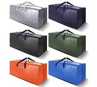 VELVETSURE Heavy Duty Extra Large Moving Bags W/Backpack Straps - Strong Handles & Zippers, Storage Totes For Space Saving, Fold Flat, Alternative to Box and Bin (Set of 6, Multicolor)