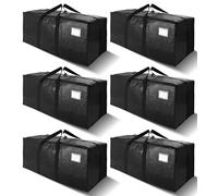 VELVETSURE Heavy Duty Extra Large Moving Bags W/Backpack Straps - Strong Handles & Zippers, Storage Totes For Space Saving, Fold Flat, Alternative to Moving Box and Storage Bin (Set of 6, Black)