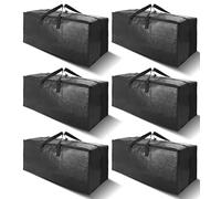 VELVETSURE Heavy Duty Extra Large Moving Bags W/Backpack Straps - Strong Handles & Zippers, Storage Totes For Space Saving, Fold Flat, Alternative to Moving Box and Storage Bin (Set of 6, Black)