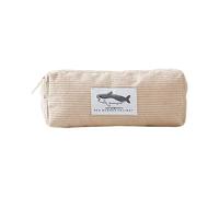 Velvety Pouch | Shark Pattern Wide Opening Pen Control | Cosmetic Makeup Storage Case for School Supplies, Travel Organizer, beige, Please refer to the description, Please refer to description