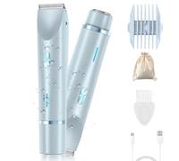 Velvissa Hair Trimmer, Silksnip Bikini Trimmer for Women, 2-in-1 Dual Head Electric Shaver for Face, Body, Intimate Areas Ipx7 Waterproof Wet & Dry, Ceramic Blade USB Charge (Blue)