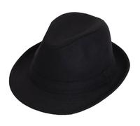 Velvoria Fedora Hat, Gangster Felt Hat, Elegant Classic Hat, Breathable, Cylindrical Retro Hat for Men with Wide Brim, Gentleman Hat, Black