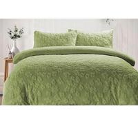 VELVRA Luxury Daisy Teddy Fleece Duvet Cover Set - Super Soft Warm Bedding Set with Pillowcases, Cozy Winter Quilt Cover, Single Double King Super King (Green, Super King)