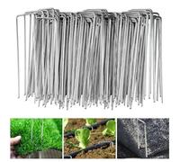 Velway 100 Pack Garden Pegs U-Shaped - 6"/150mm Φ3mm Metal Ground Stakes Artificial Grass Pins for Securing Weed Control Membrane Ground Cover Landscape Fabric Matting Netting Hoses