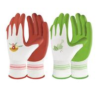 Velway 2 Pairs Gardening Gloves for Women - Breathable Rubber Coated Garden Work Gloves - Outdoor Protective Yard Gloves with Grip Gardening Gifts - Red & Green Large