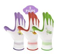 Velway 2 Pairs Gardening Gloves for Women - Breathable Rubber Coated Garden Work Gloves - Outdoor Protective Yard Gloves with Grip Gardening Gifts - Purple & Green Medium