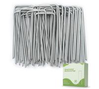 Velway 50 Ground Anchors Anti-Rust Galvanised Pegs 100 x 38 mm Diameter 3 | Sturdy U-shaped ground anchors for weed control fabric, garden fleece, weed film, artificial grass, netting, groundsheets