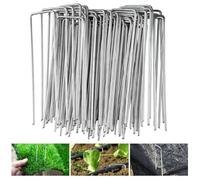 Velway 50 Pack Garden Pegs U-Shaped - 6"/150mm Φ3mm Metal Ground Stakes Artificial Grass Pins for Securing Weed Control Membrane Ground Cover Landscape Fabric Matting Netting Hoses