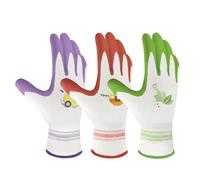 Velway 6 Pairs Gardening Gloves for Women - Breathable Rubber Coated Garden Work Gloves - Outdoor Protective Yard Gloves with Grip Gardening Gifts - Red & Purple & Green Medium