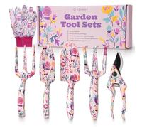 Velway 6-Piece Floral Print Tools with Gift Box Metal Garden Tools Set | Ideal Gardening Gifts Include Garden Shears for Ladies Gardeners Mothers Day Christmas Birthday Retirement Teachers Gifts