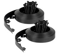 Velway Garden Edging Border, Black, 20m, Flexible Plastic, 5cm High