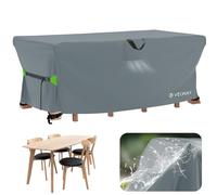 Velway Garden Furniture Covers 170x95x74cm - Waterproof Outdoor Patio Table Cover with Air Vent and Windproof Straps - Anti-UV for Outside Sofa Rectangular Table Chair Rattan Furniture Set - Grey